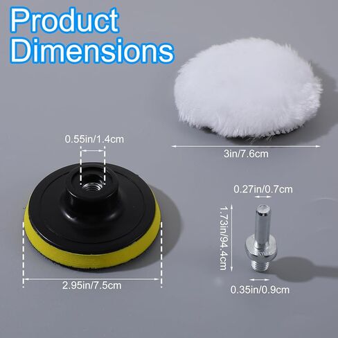 Grevosea 6 Pcs Buffing Pads for Drill, 3 Inch Wool Polishing Pads with M10 Drill Adapter Drill Buffer Polisher Attachment for Car Polishing and Waxing Painting Tabletops in Saudi Arabia