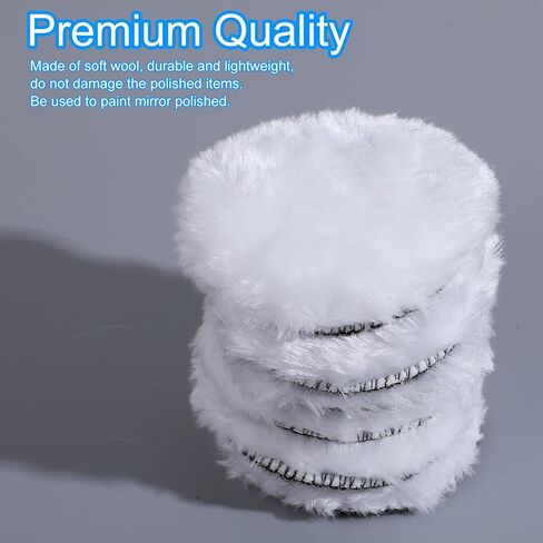 Grevosea 6 Pcs Buffing Pads for Drill, 3 Inch Wool Polishing Pads with M10 Drill Adapter Drill Buffer Polisher Attachment for Car Polishing and Waxing Painting Tabletops in Saudi Arabia