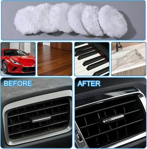 Grevosea 6 Pcs Buffing Pads for Drill, 3 Inch Wool Polishing Pads with M10 Drill Adapter Drill Buffer Polisher Attachment for Car Polishing and Waxing Painting Tabletops in Saudi Arabia