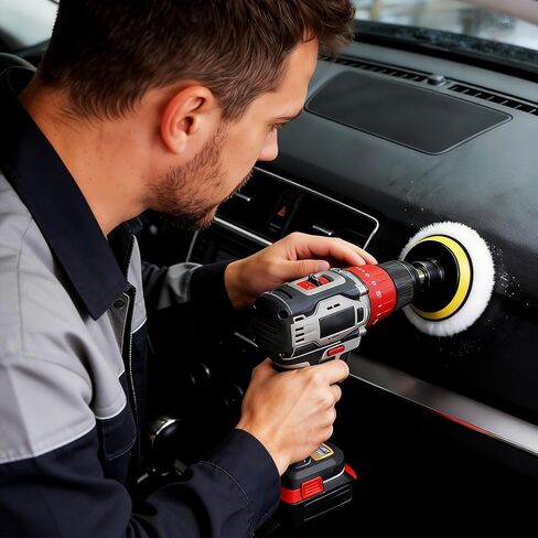 Grevosea 6 Pcs Buffing Pads for Drill, 3 Inch Wool Polishing Pads with M10 Drill Adapter Drill Buffer Polisher Attachment for Car Polishing and Waxing Painting Tabletops in Saudi Arabia