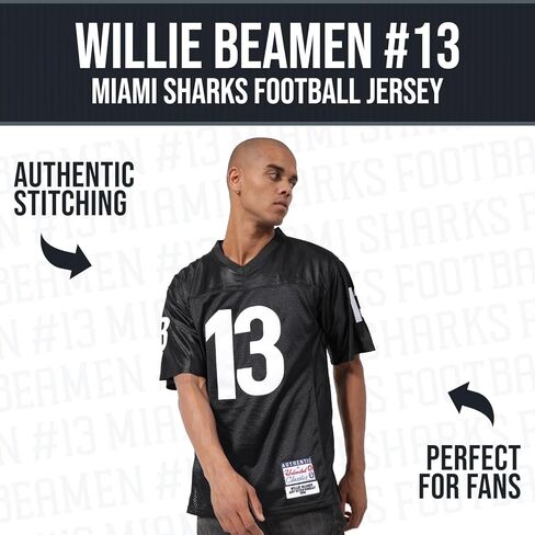 Men’s Willie Beamen #13 Football Jersey - with Polyester and Breathable Mesh – Stitched Letters, Black, Adult S-5XL in Kuwait