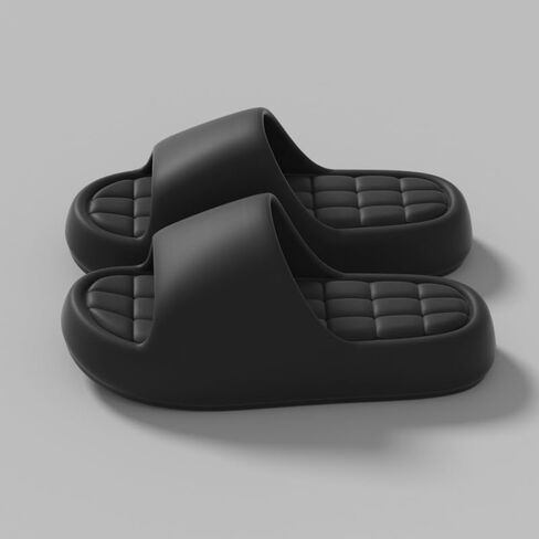 EVA Thick Sole Slippers for Women Men - Summer Cloud Feel Non-Slip Indoor Outdoor Couples Slides(Black) in Saudi Arabia