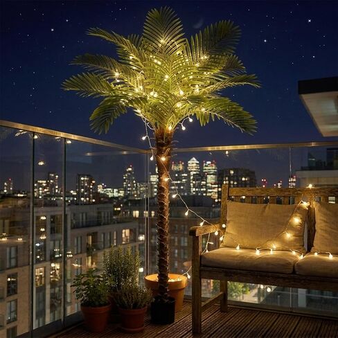 شجرة نخيل العنقاء الاصطناعية: شجرة نخيل جوز الهند الصناعية بطول 6 أقدام، نبات حريري استوائي ساجو كبير، نبات نخيل لحاء واقعي منحوت يدويًا للمنزل الساحلي، داخلي وخارجي بجانب حمام السباحة، مكتب، حديقة، فناء ديكور in Kuwait