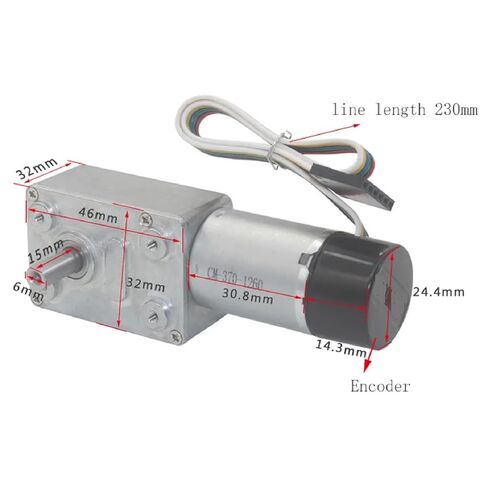 JGY-370 Turbo Worm Gear Motor with Encoder, High Torque 25kg.cm, Low Speed Self-Locking, 12V DC Brushed Motor (6RPM DC6V Motor and Bracket) in Saudi Arabia