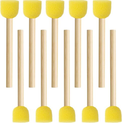 10pcs Round Sponge Brushes for Painting, 2 Sizes Foam Paintbrushes with Wooden Handle, Sponge Paint Brush Staining Tool for DIY Arts and Crafts- Yellow in Saudi Arabia