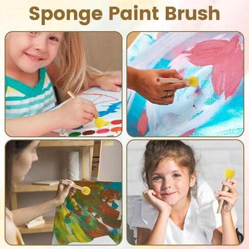 10pcs Round Sponge Brushes for Painting, 2 Sizes Foam Paintbrushes with Wooden Handle, Sponge Paint Brush Staining Tool for DIY Arts and Crafts- Yellow in Saudi Arabia