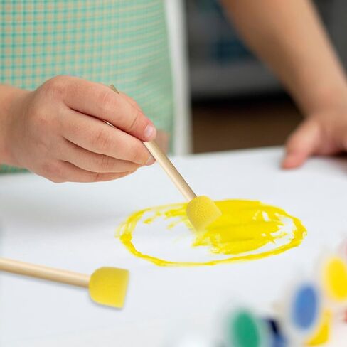 10pcs Round Sponge Brushes for Painting, 2 Sizes Foam Paintbrushes with Wooden Handle, Sponge Paint Brush Staining Tool for DIY Arts and Crafts- Yellow in Saudi Arabia