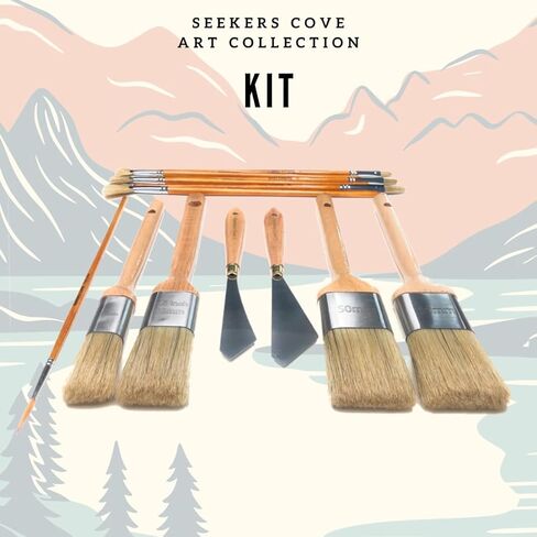 مجموعة فُرش رسم احترافية مكونة من 13 قطعة - مجموعة فرش المناظر الطبيعية - مبللة على الرطب - فرشاة مزج مقاس 1، 1.5، 2 بوصة، ومروحة، وفلبرت، وسكاكين، وقلم تحديد رفيع - شعيرات طبيعية - زيت وأكريليك in Kuwait