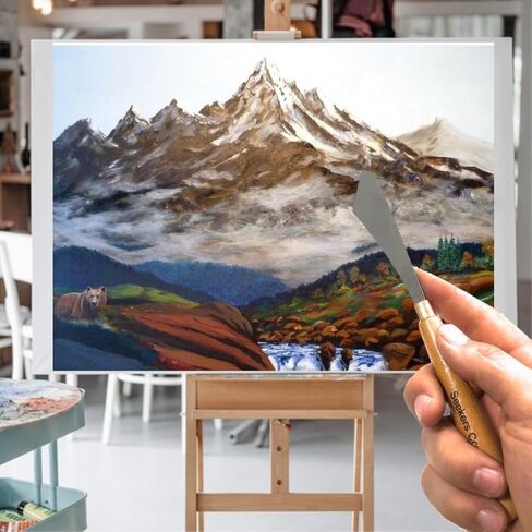 مجموعة فُرش رسم احترافية مكونة من 13 قطعة - مجموعة فرش المناظر الطبيعية - مبللة على الرطب - فرشاة مزج مقاس 1، 1.5، 2 بوصة، ومروحة، وفلبرت، وسكاكين، وقلم تحديد رفيع - شعيرات طبيعية - زيت وأكريليك in Kuwait