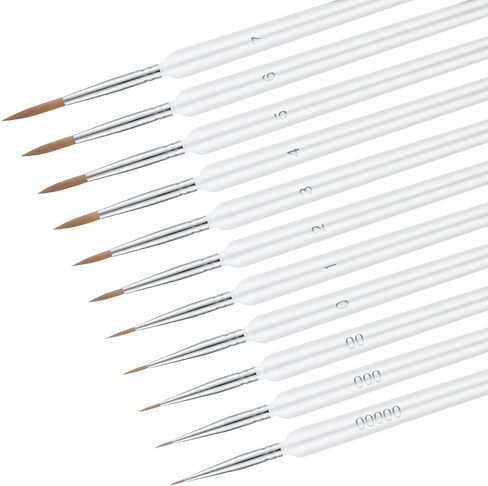 11pcs Fine Detail Paint Brush, Miniature Detail Paint Brushes with 11 Sizes Fine Tip Paint Brush for Watercolor Painting Acrylic Art Painting Model Drawing (White) in Saudi Arabia