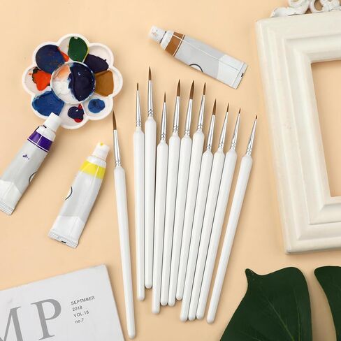 11pcs Fine Detail Paint Brush, Miniature Detail Paint Brushes with 11 Sizes Fine Tip Paint Brush for Watercolor Painting Acrylic Art Painting Model Drawing (White) in Saudi Arabia