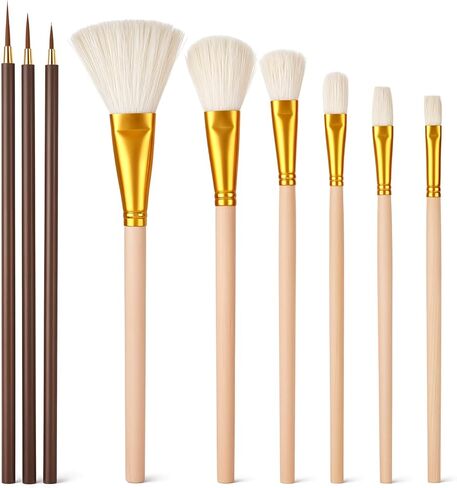 9 Pcs Pottery Glaze Brushes, Ceramic Brush Set, Mop Paint Brush for Acrylic Painting, Glazing Paintbrush for Pottery, Blending Mop Brushes for Oil Art Painting in Saudi Arabia