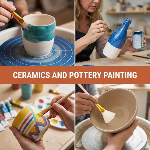 9 Pcs Pottery Glaze Brushes, Ceramic Brush Set, Mop Paint Brush for Acrylic Painting, Glazing Paintbrush for Pottery, Blending Mop Brushes for Oil Art Painting in Saudi Arabia