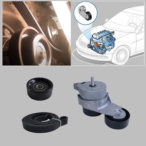 مجموعة مكونات محرك الحزام السربنتين الكاملة 90k-38332، متوافقة مع Acura MDX RL TL ZDX 2003-2013، Honda Accord Odyssey Pilot Ridgeline 2003-2011، مجموعة شداد الحزام مع بكرة المهمل in Kuwait