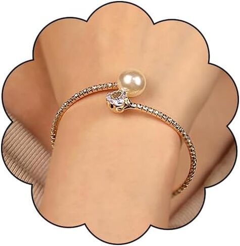 سباركلي حجر الراين الكفة الإسورة سوار للنساء الطبقات الكريستال نصف مفتوحة الكفة التنس سوار المعصم الزفاف الزفاف سوار المجوهرات in Kuwait