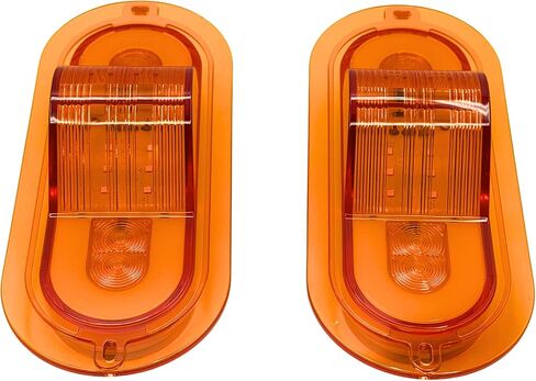 2Pcs 6 Inch Oval 24 LED Mid Ship Turn Signal and Side Marker Clearance Lights Amber Lens Halo Surface Mounted Sealed with 3-Wire Pigtail for Led Trailer Lights, Weathertight Plug in Saudi Arabia