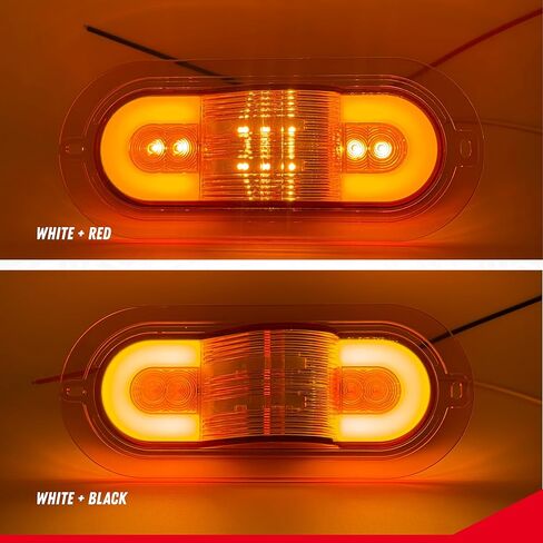 2Pcs 6 Inch Oval 24 LED Mid Ship Turn Signal and Side Marker Clearance Lights Amber Lens Halo Surface Mounted Sealed with 3-Wire Pigtail for Led Trailer Lights, Weathertight Plug in Saudi Arabia