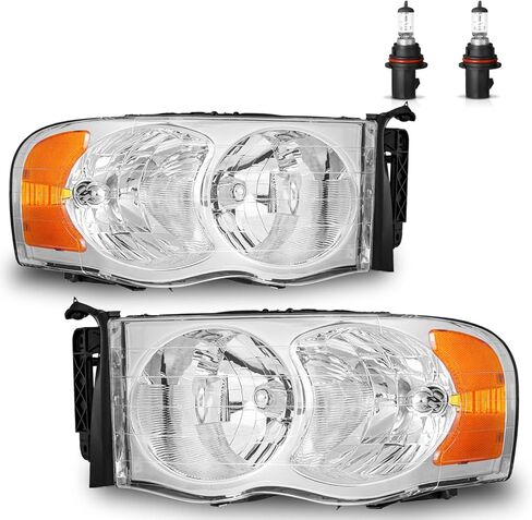 مجموعة المصابيح الأمامية ث/لمبات لـ 02-05 دودج رام 1500 لـ 03-05 دودج رام 2500/3500 استبدال المصابيح الأمامية كروم الإسكان سائق وجانب الركاب in Kuwait