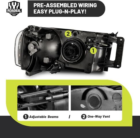 مجموعة المصابيح الأمامية ث/لمبات لـ 02-05 دودج رام 1500 لـ 03-05 دودج رام 2500/3500 استبدال المصابيح الأمامية كروم الإسكان سائق وجانب الركاب in Kuwait