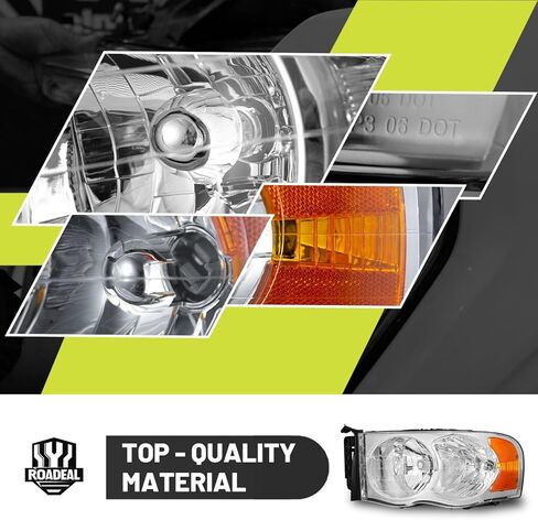 مجموعة المصابيح الأمامية ث/لمبات لـ 02-05 دودج رام 1500 لـ 03-05 دودج رام 2500/3500 استبدال المصابيح الأمامية كروم الإسكان سائق وجانب الركاب in Kuwait