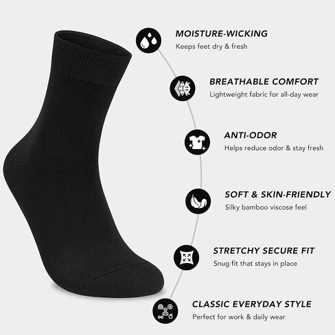 Mens Viscose Bamboo Quarter Crew Socks Thin Casual Soft Lightweight Above Ankle Breathable Classic Socks 6 Pairs in Saudi Arabia