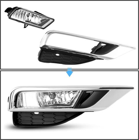مصابيح الضباب ECOTRIC متوافقة مع 2015 2016 Honda CR-V CRV لاستبدال 33900T1WA11 33951T1WA11 HO2592140 HO2593140 مصابيح الضباب مصد القيادة + المصابيح + المفتاح (عدسة شفافة + إطار فضي) in Saudi Arabia