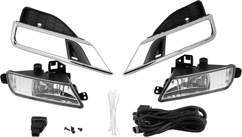 مصابيح الضباب ECOTRIC متوافقة مع 2015 2016 Honda CR-V CRV لاستبدال 33900T1WA11 33951T1WA11 HO2592140 HO2593140 مصابيح الضباب مصد القيادة + المصابيح + المفتاح (عدسة شفافة + إطار فضي) in Saudi Arabia
