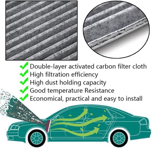 CF10709 Cabin Air Filter for Hyundai Genesis Tucson Coupe Accent Veloster i40 Verna for Kia Forte Rio Rondo Sportage Replace# 97133-2E200 Auto Cabin Filter with Activated Carbon in Saudi Arabia