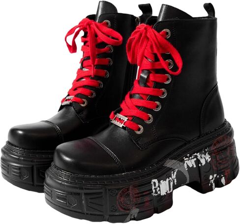Unisex Platform Punk Ankle Round Toe Graffiti Casual Sneakers Stylish Trendy Street Style Women's Shoes in Saudi Arabia
