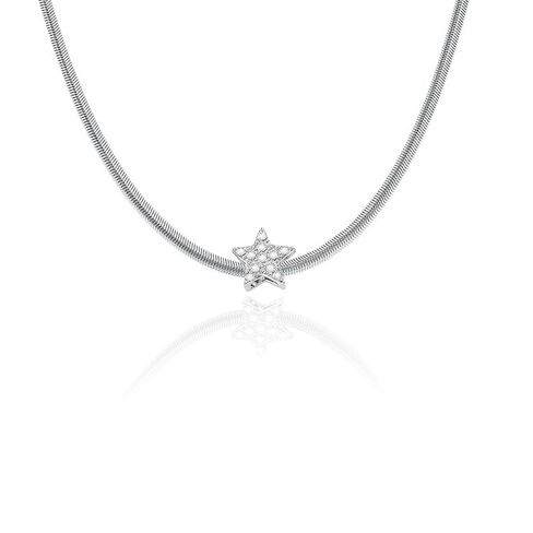 Boho Crystal Star Necklace for Women Silver Snake Bone Chain Necklace Dainty Simple Choker Necklaces Silver Herringbone Chain Necklaces Jewelry in Saudi Arabia
