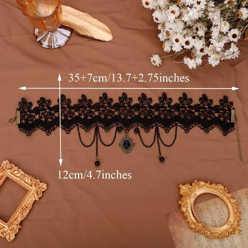Missgrace Punk Vintage Black Lace Shiny Choker Necklace for Women Chunky Short Necklace Black Chain Necklace for Women in Saudi Arabia