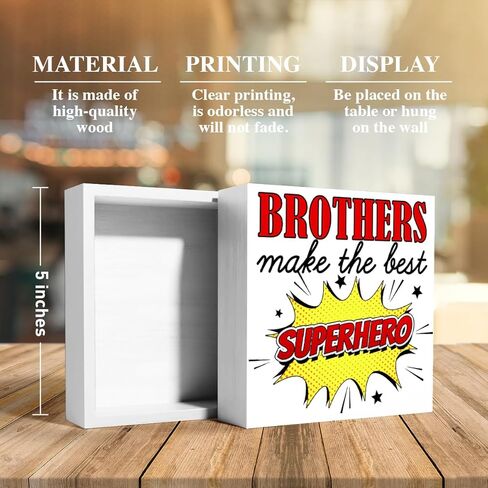 Nursery Brothers Table Decor, Nursery Newborn Baby Boys Room Bedroom Desk Decor Nursery Sibling Decoration for Toddler Kids Room Playroom, The Best Superhero, Wooden Box Sign in Kuwait