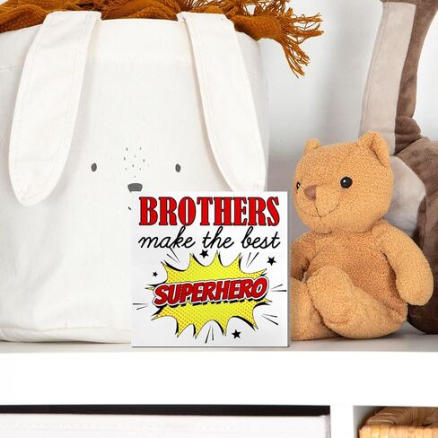 Nursery Brothers Table Decor, Nursery Newborn Baby Boys Room Bedroom Desk Decor Nursery Sibling Decoration for Toddler Kids Room Playroom, The Best Superhero, Wooden Box Sign in Kuwait