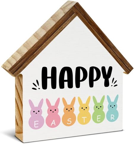He is Risen Sign Decor, Easter House Shaped Wood Block Sign, Christian Easter Decor for Desk Table Shelf, Religious Decorations in Saudi Arabia