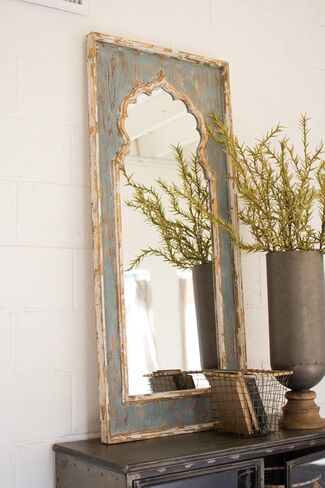 Kalalou Blue Distressed Wooden Mirror in Saudi Arabia