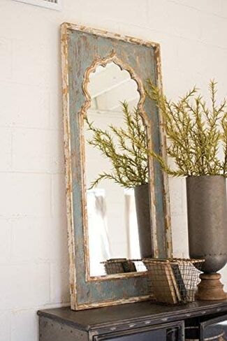 Kalalou Blue Distressed Wooden Mirror in Saudi Arabia