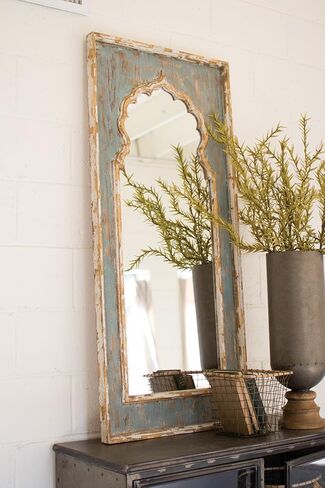 Kalalou Blue Distressed Wooden Mirror in Saudi Arabia