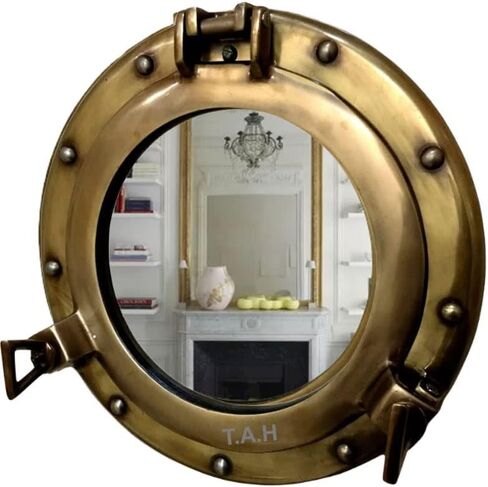 Antique Brass Porthole Mirror Aluminum Porthole 15" Wall Hanging Nautical Home Decor in Kuwait