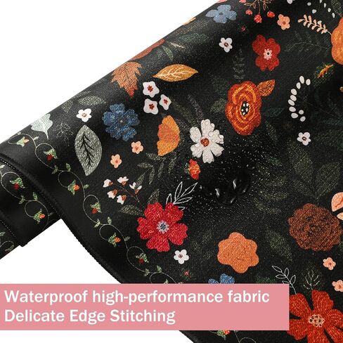 Retro Floral Desk Mat Desk Pad XXL Large Mouse Pad Vintage Boho Non Slip Mouse Pads with Stitched Edges Waterproof for Women Student Computer Keyboard Desktop Accessories(Black) in Saudi Arabia