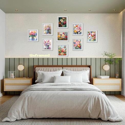 Flowers Market Posters Wall Art Paints Set of 9, Preppy Minimalist Canvas Decor Prints,Vintage Beautiful Flowers in Bucket Pictures for Bathroom Living Room Dorm Home Decor Gifts 8x10In Unframed in Saudi Arabia