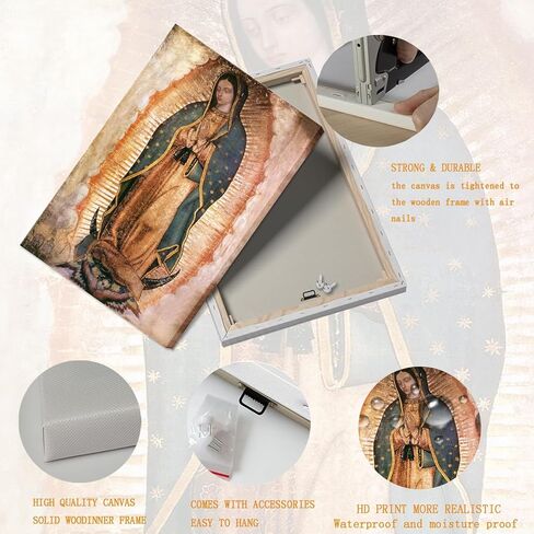Mexico Our Lady of Guadalupe Portrait Wall Art Lamina enmarcada de Nuestra Señora de Guadalupe Painting picture Wall Decor Religion Catholic Poster Print Artwork for Altar bedroom 8x10 in Canvas in Saudi Arabia
