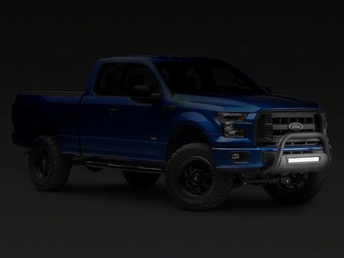شريط Barricade Off-Road HD Bull باللون الأسود المزخرف مع لوح انزلاقي وشريط إضاءة LED مزدوج الصف مقاس 20 بوصة يناسب Ford F-150 2004-2020 باستثناء Raptor in Kuwait