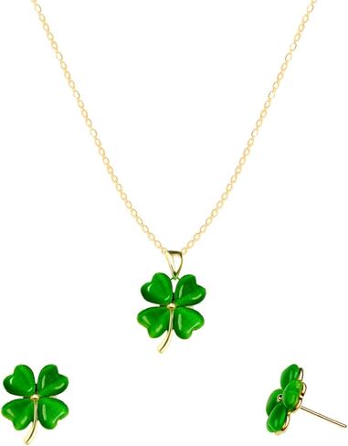 Good Luck Gifts Necklace/Earrings Jewelry for Women Trendy, Four Leaf Clover Necklace Earring Lucky Gifts for Her 4 Leaf Lucky Positivity Birthday Graduation Wedding Gifts in Kuwait