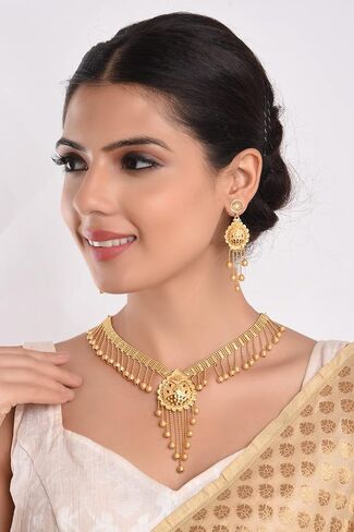 Efulgenz Indian Jewelry Sets for Women Bollywood Necklace Wedding Bridal Tassel Choker Collar Necklace Earrings Fashion Jewelry Set in Saudi Arabia