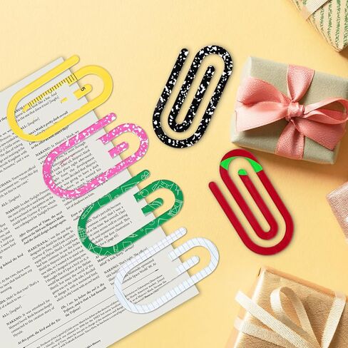 24 Set of Jumbo Paper Clips Christmas Teacher Gifts Clear Acrylic Clips Bookmarks with Appreciation Cards Cute Paperclips Design for Teacher's Christmas Gift Classroom Book Lovers in Saudi Arabia