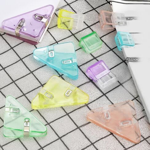 30-Piece Corner & Slide Clip Set - Frosted Triangle Clips (10) + Push Binder Clips (20) in 5 Colors for Document Organization in Saudi Arabia