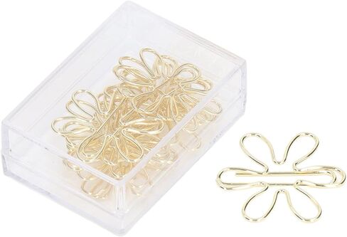 100Pcs Cute Gold Mini Paper Clips, Flower and Arrowhead Shapes Paperclips Electroplated Gold Paper Clips for Wedding Marriage Office School Home(#1) in Kuwait