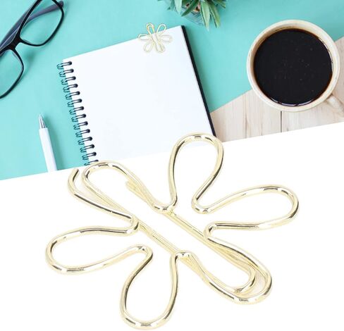 100Pcs Cute Gold Mini Paper Clips, Flower and Arrowhead Shapes Paperclips Electroplated Gold Paper Clips for Wedding Marriage Office School Home(#1) in Kuwait