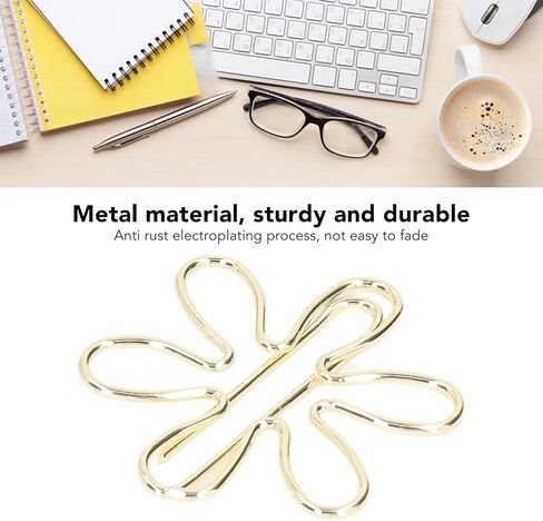 100Pcs Cute Gold Mini Paper Clips, Flower and Arrowhead Shapes Paperclips Electroplated Gold Paper Clips for Wedding Marriage Office School Home(#1) in Kuwait