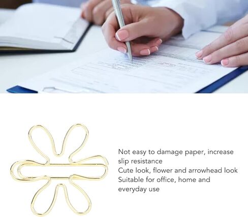 100Pcs Cute Gold Mini Paper Clips, Flower and Arrowhead Shapes Paperclips Electroplated Gold Paper Clips for Wedding Marriage Office School Home(#1) in Kuwait